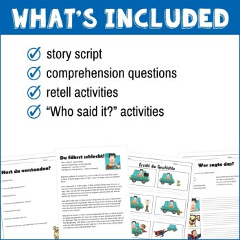 Beginning German reading comprehension activities Short Stories sub plans, image 4