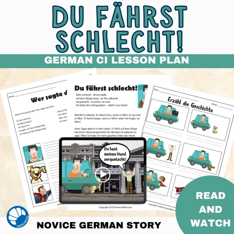 Beginning German Reading Short Story CI Sub Plan Du fährst schlecht!