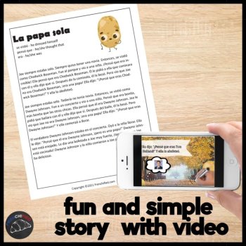 Spanish 1 Reading Comprehension Activity with Short Story La Papa Sola, image 2