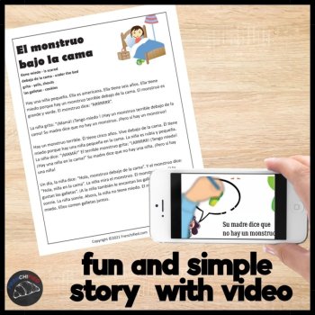 El Monstruo Bajo la Cama Beginning Spanish Short Story, Comprehensible Input, image 2