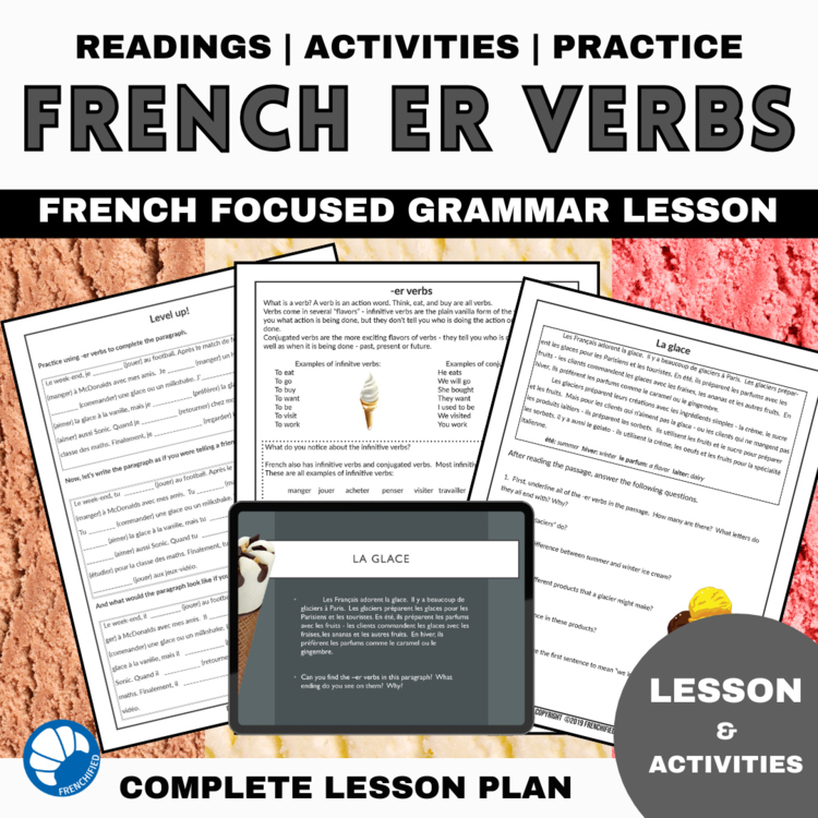 French grammar unit conjugating ER verbs in French present tense regular verbs