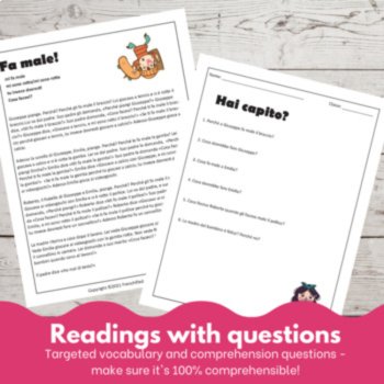 Beginning Italian Language Short Story CI Lesson plan Fa male!, image 2