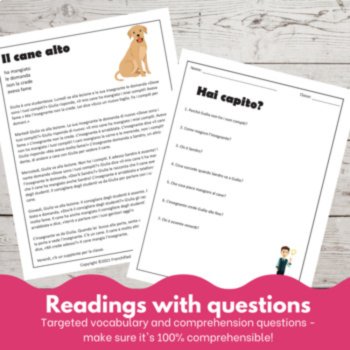 Beginning Italian Language Comprehensible Input Reading Il cane alto, image 2