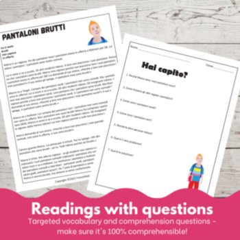 Beginning Italian Language Comprehensible Input Reading I Pantaloni Brutti, image 2