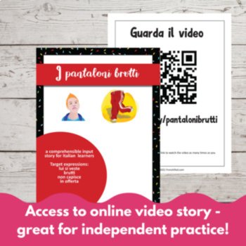 Beginning Italian Language Comprehensible Input Reading I Pantaloni Brutti, image 4