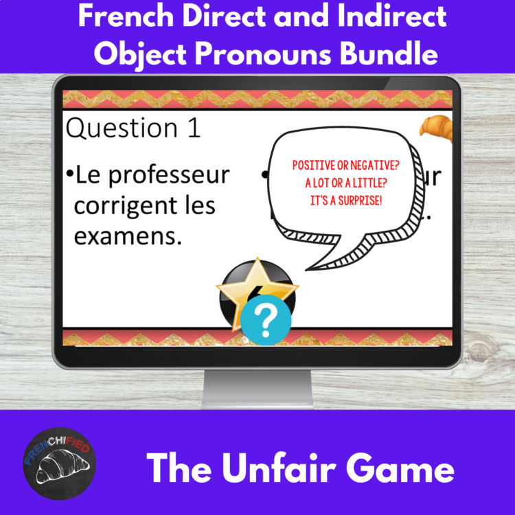 French pronouns direct and indirect object pronouns practice Games review