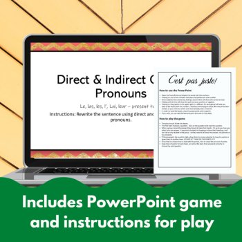 French Direct and Indirect Object Pronouns Game - Editable PowerPoint, image 4