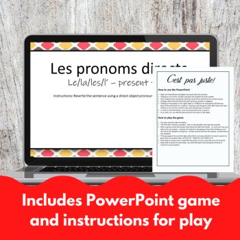 French Direct Object Pronoun Game | Grammar Practice PowerPoint, image 4