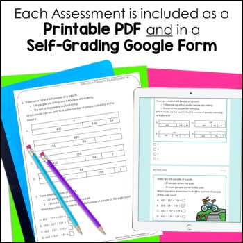 3rd Grade Addition Subtraction TEKS Assessments -Digital Google Forms and Print, image 2