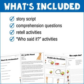 Beginning German reading comprehension activities Short Stories sub plans CI, image 4