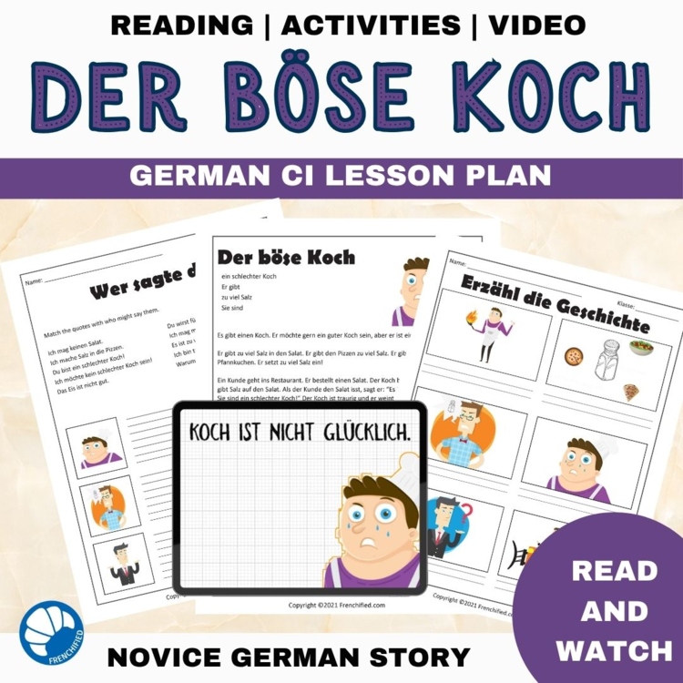 Beginning German Reading Short Story CI Sub Plans Der böse Koch