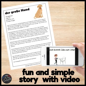 Beginning German reading comprehension short story worksheet CI der große Hund, image 2