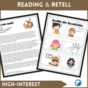 German Reading Short Story CI Lesson & Activities Es tut weh!, image 2