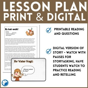 German Reading Short Story CI Lesson & Activities Es tut weh!, image 3