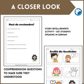 German Reading Short Story CI Lesson & Activities Es tut weh!, image 4