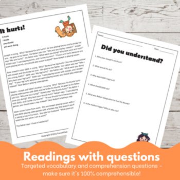 It Hurts! ELL Story Lesson, Comprehensible Input ESL Reading Activity, image 2