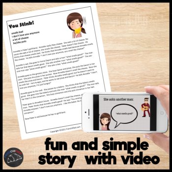 English Comprehensible Input Short Story & ELL Lesson Activities You Smell Bad, image 2