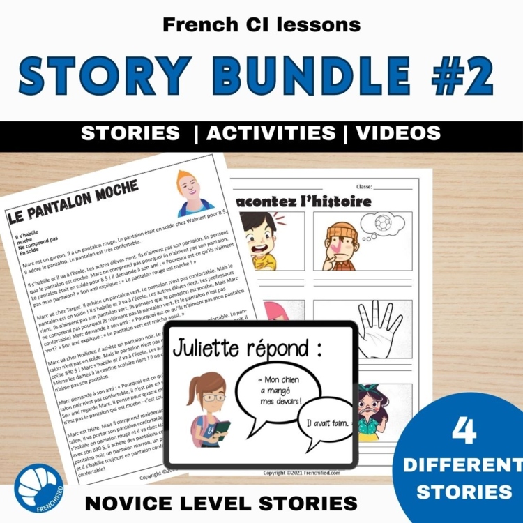 French Short Stories | 4 Comprehensible Input Lessons Bundle