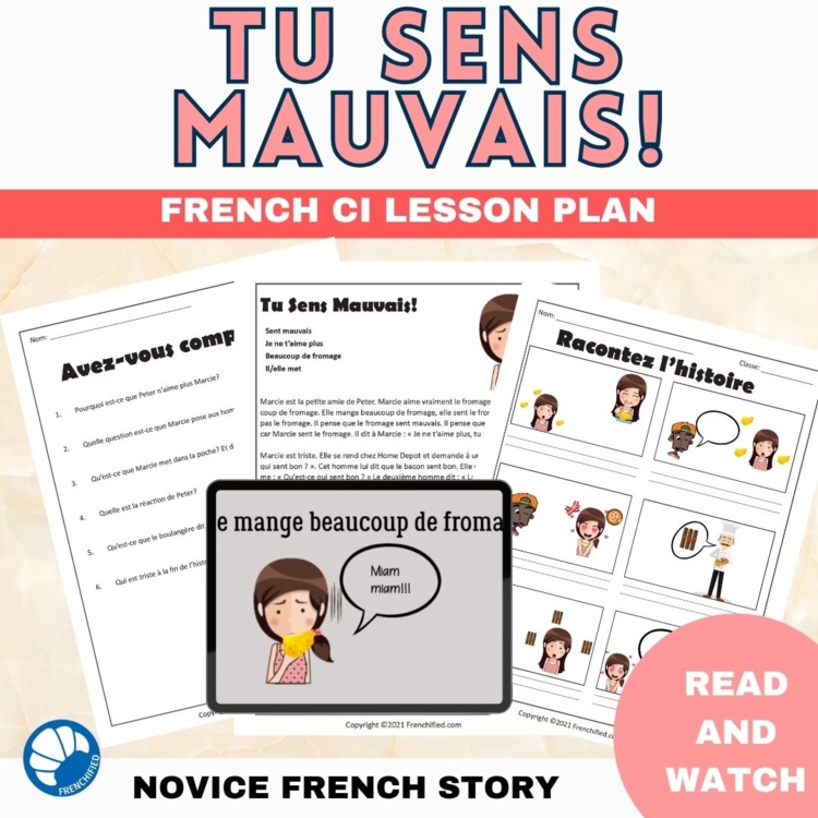 French novice level reading lesson CI short story Tu Sens Mauvais!