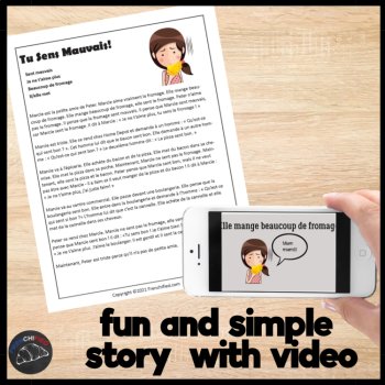 French novice level reading lesson CI short story Tu Sens Mauvais!, image 2