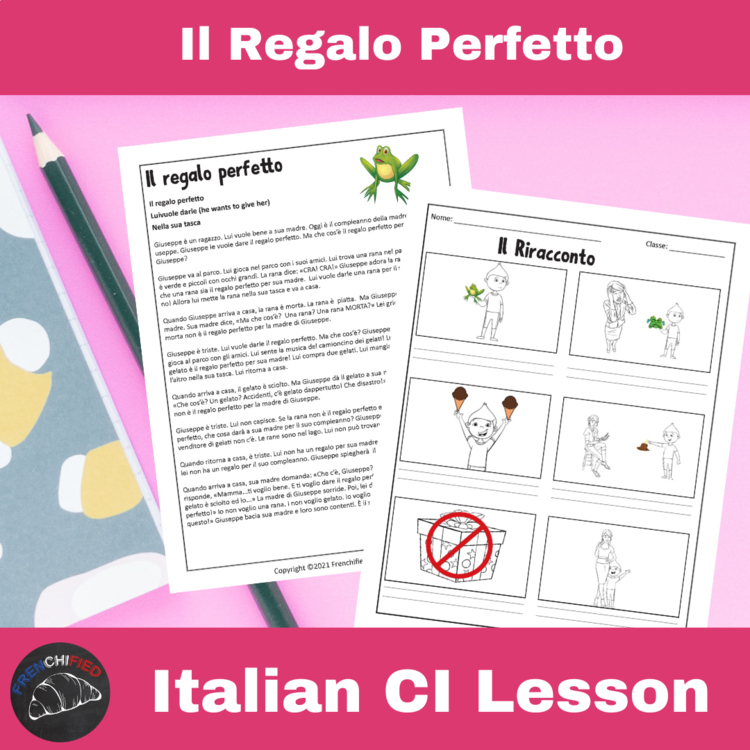 Beginning Italian language short story Comprehensible Input reading & activities