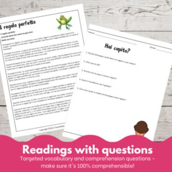 Beginning Italian language short story Comprehensible Input reading & activities, image 2