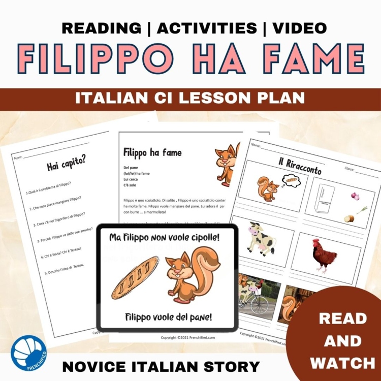 Beginning Italian language short story CI lesson plan Filippo ha fame