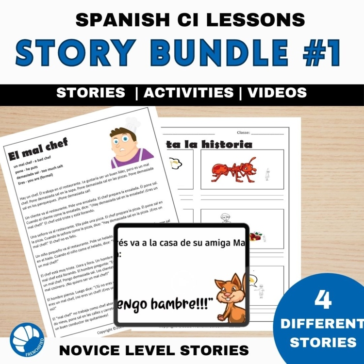 Comprehensible Input Spanish | 4 Short Story Lesson Plans bundle 1