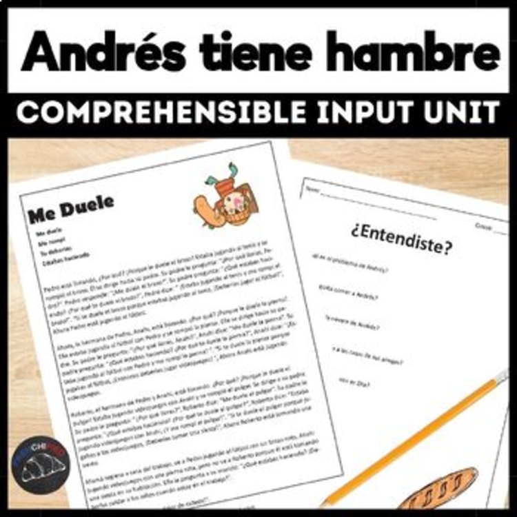 Beginning Spanish Story Script & Reading Lesson for Spanish Andrés tiene hambre