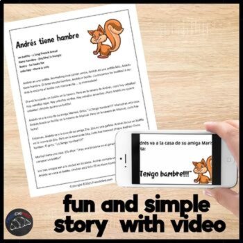 Beginning Spanish Story Script & Reading Lesson for Spanish Andrés tiene hambre, image 2