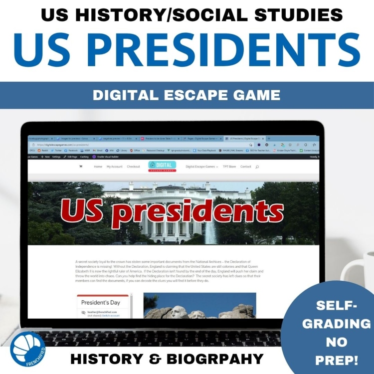 Presidents Day Digital escape room high school social studies US history