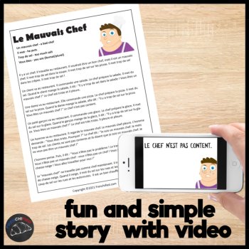 Novice French Comprehensible Input reading comprehension activity Mauvais Chef, image 2