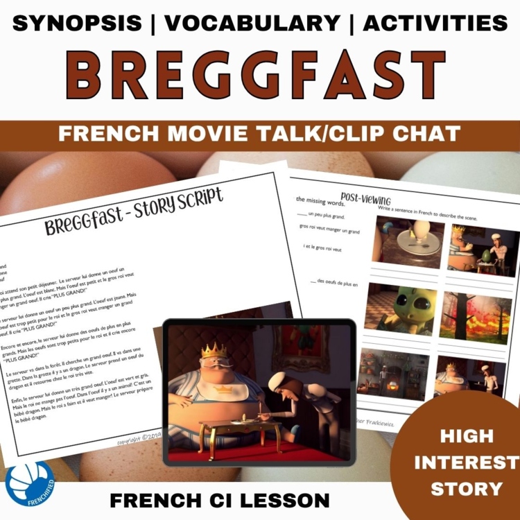 French listening comprehension activity and questions movie talk Breggfast