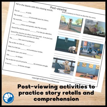 Beginning French movie talk script and activities for the short video Pip, image 4