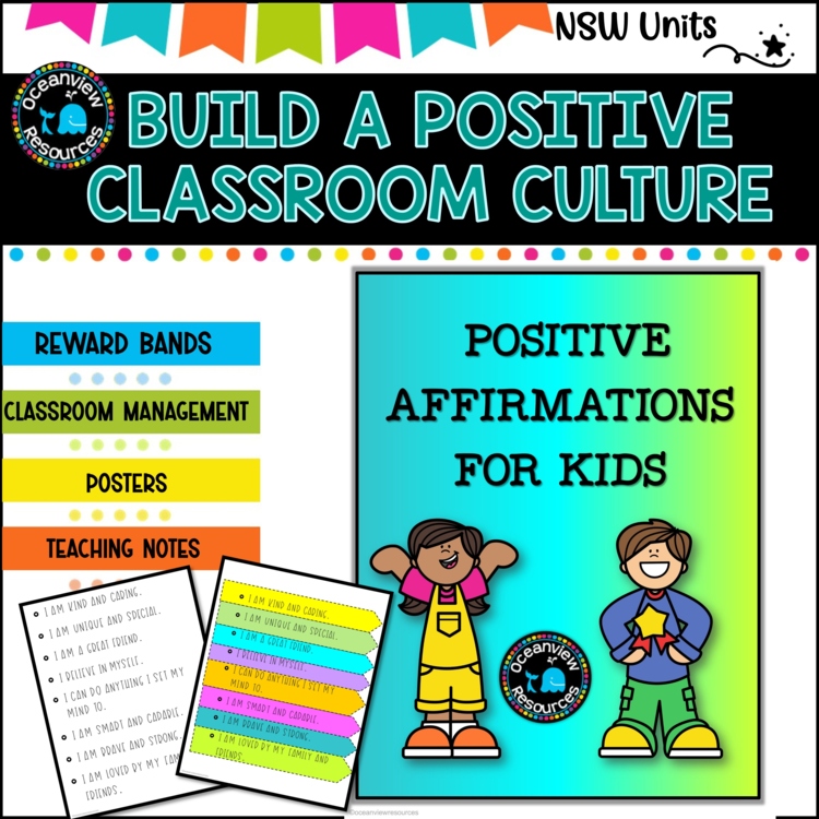 Positive Affirmations Children's posters and Reward wrist bands.