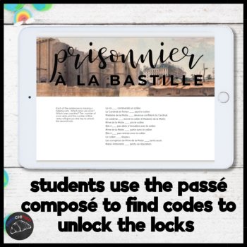 Passe Compose French escape room Past tense Prisoner in the Bastille activity, image 3