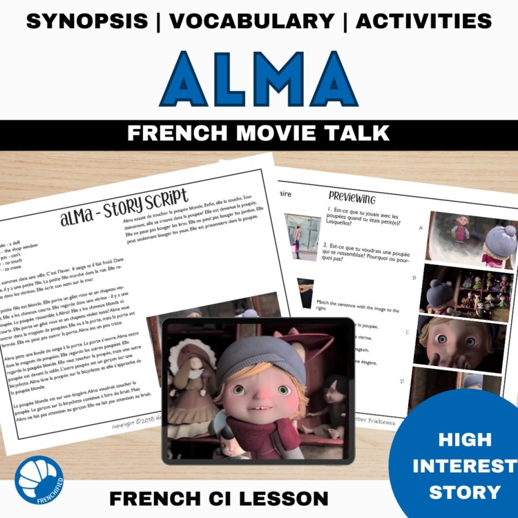 French Listening Worksheets | Alma Movie Talk Reading Comprehension Activities