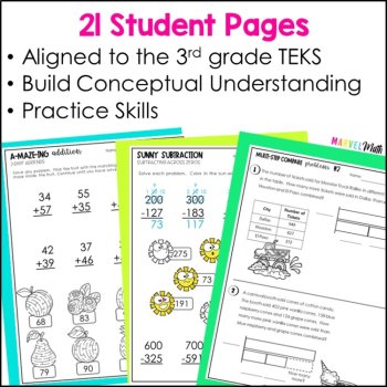 3rd Grade Addition and Subtraction Worksheets TEKS 3.4A 3.4B 3.4C 3.5A, image 2