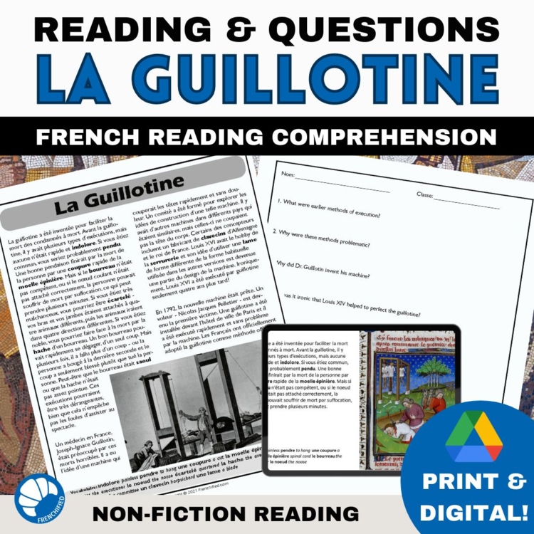 Guillotine Reading Comprehension in French - French Revolution Intermediate
