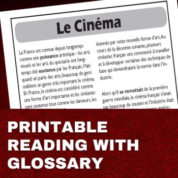 Intermediate French reading comprehension de Lecture Le Cinéma en France, image 2