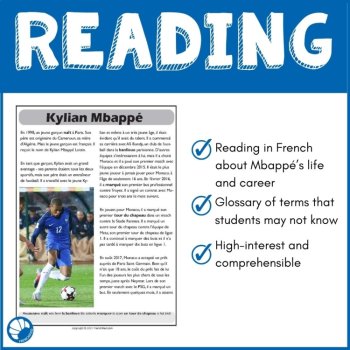 French soccer reading passages comprehension and questions Kylian Mbappe, image 3