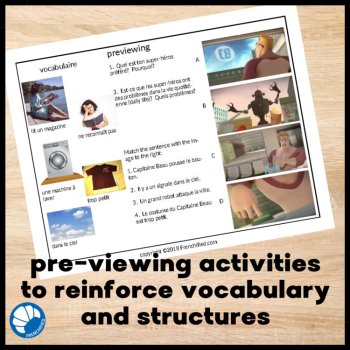 French Movie Talk Listening Activity - Superhero Comprehensible Input Laundry, image 3