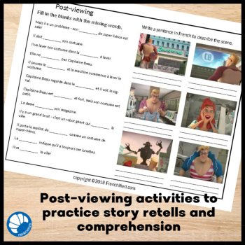 French Movie Talk Listening Activity - Superhero Comprehensible Input Laundry, image 4