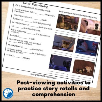 French listening comprehension activity movie talk & questions Decaf, image 4