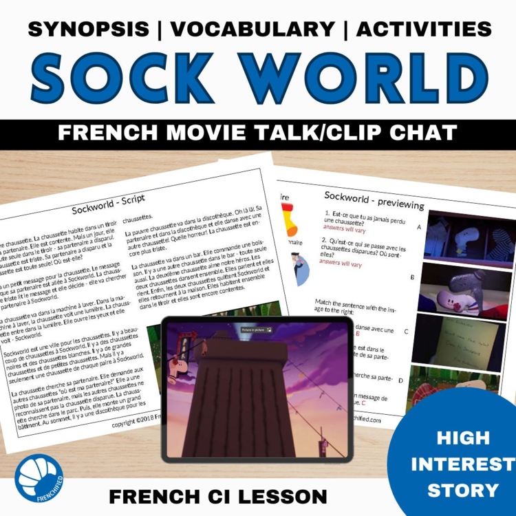 Frenchified Movie Talk | SockWorld Comprehensible Input Activities Clip Chat