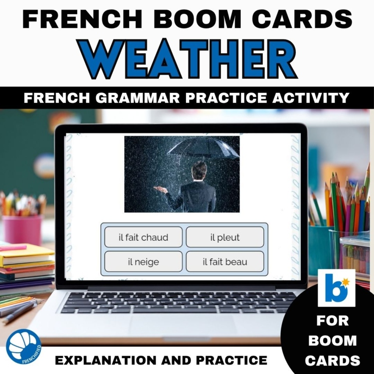 French weather vocabulary activity la météo digital practice cards Boom Cards