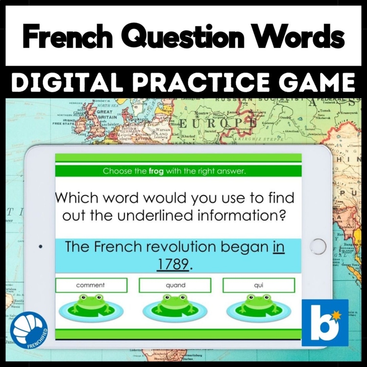French Question Words Boom Cards Game for Beginner French Students