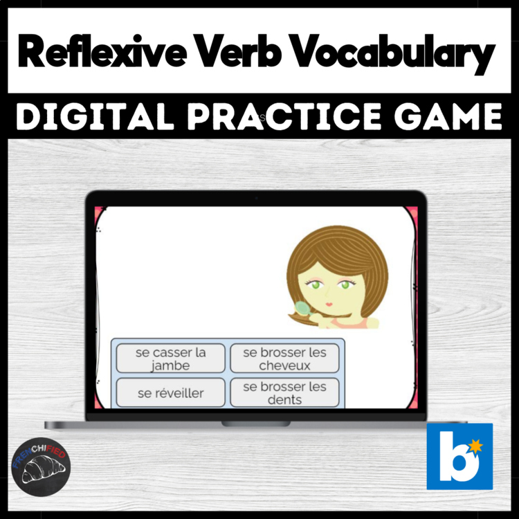 French reflexive verbs grammar practice vocabulary practice activity