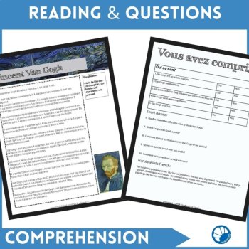 Van Gogh Comprehensible Input | Beginning French Reading Comprehension Lesson, image 2