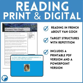 Van Gogh Comprehensible Input | Beginning French Reading Comprehension Lesson, image 3